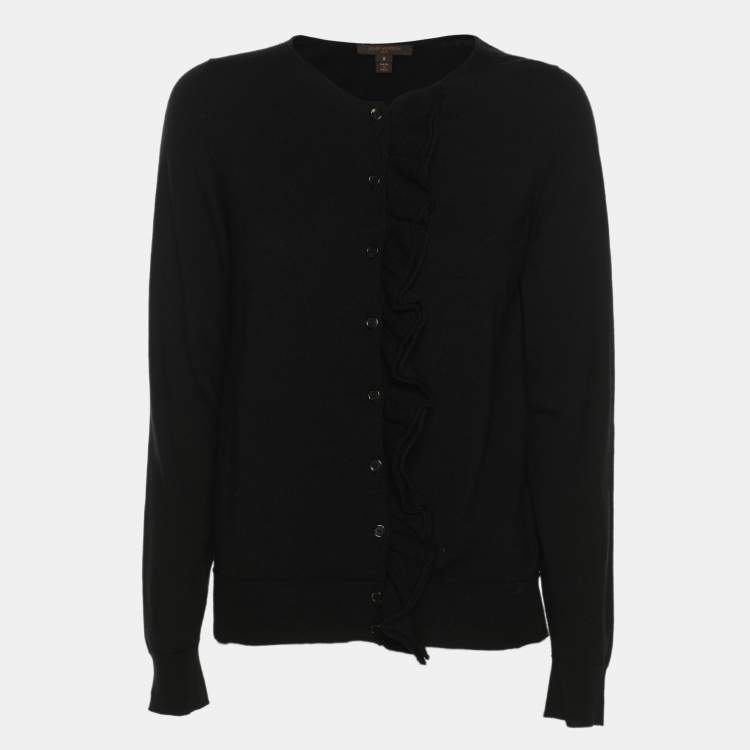 Pre Owned Louis Vuitton Black Knit Button Front Cardigan S