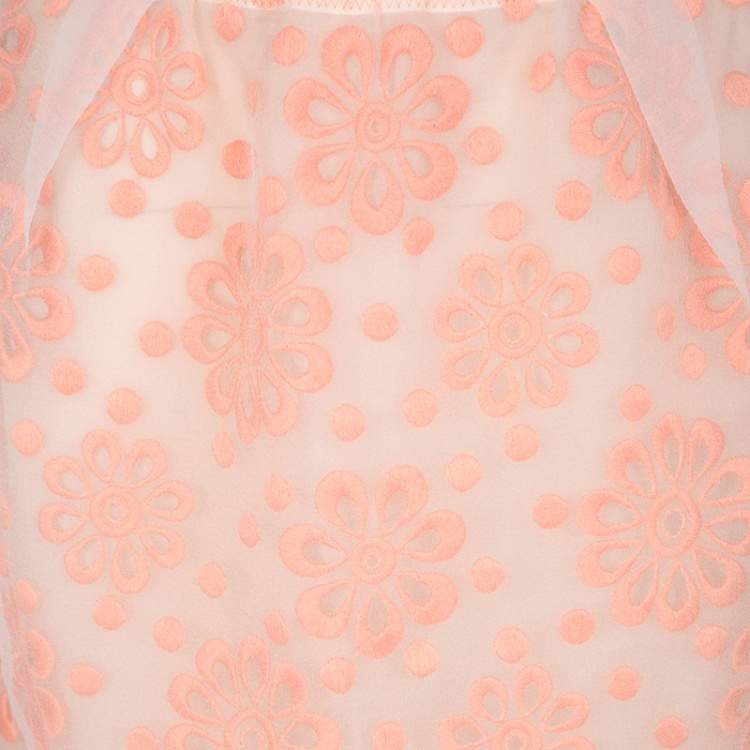 Pre Owned Louis Vuitton Floral Embroidered Detail Textured Skirt M