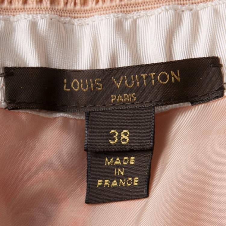 Pre Owned Louis Vuitton Floral Embroidered Detail Textured Skirt M