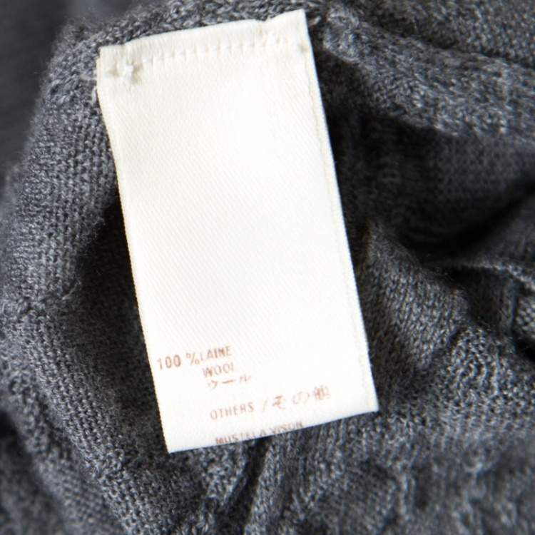 Pre Owned Louis Vuitton Grey Wool Floral Jacquard Knit Cardigan S
