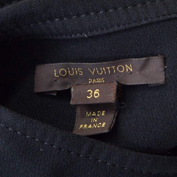Pre Owned Louis Vuitton Black Crepe Knit Long Sleeve Shift Dress S