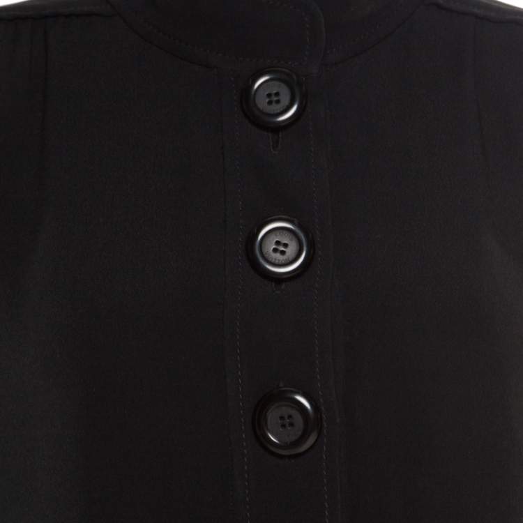 Pre Owned Louis Vuitton Black Crepe Knit Long Sleeve Shift Dress S