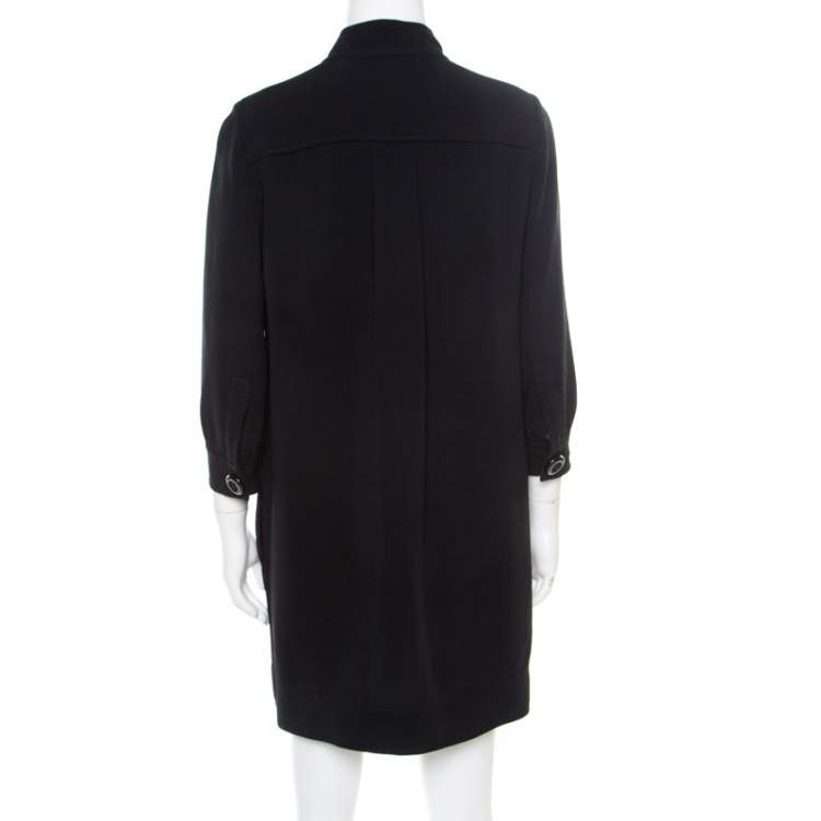 Pre Owned Louis Vuitton Black Crepe Knit Long Sleeve Shift Dress S