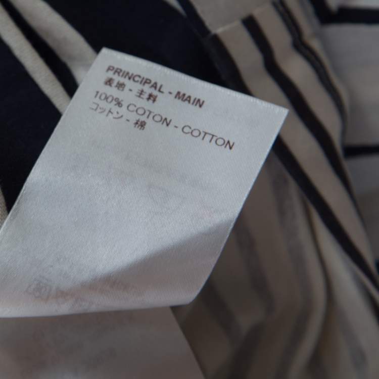 Pre Owned Louis Vuitton White and Navy Blue Striped Jersey Short Sleeve T-Shirt XL