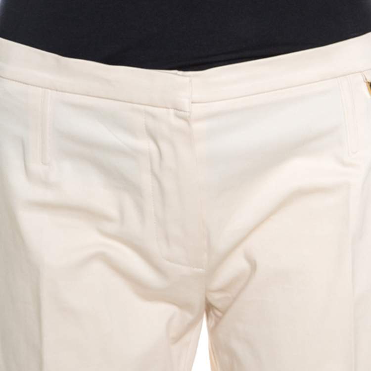 Pre Owned Louis Vuitton Beige Stretch Cotton Straight Fit Trousers M