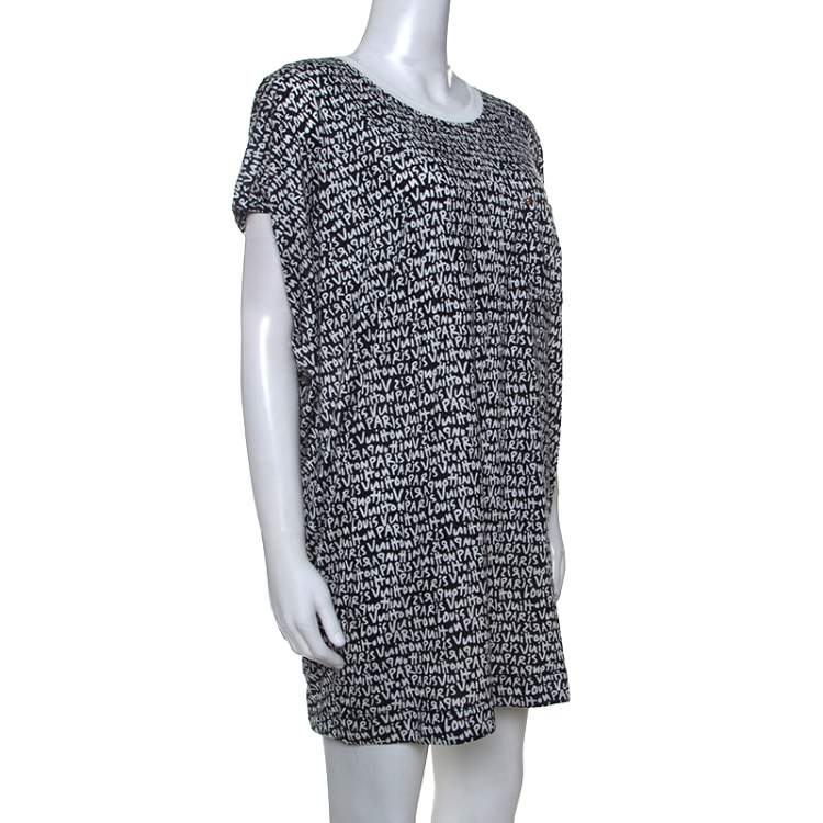 مملوكة مسبقًا Louis Vuitton Monochrome Jersey Monogram Graffiti Print Tunic L