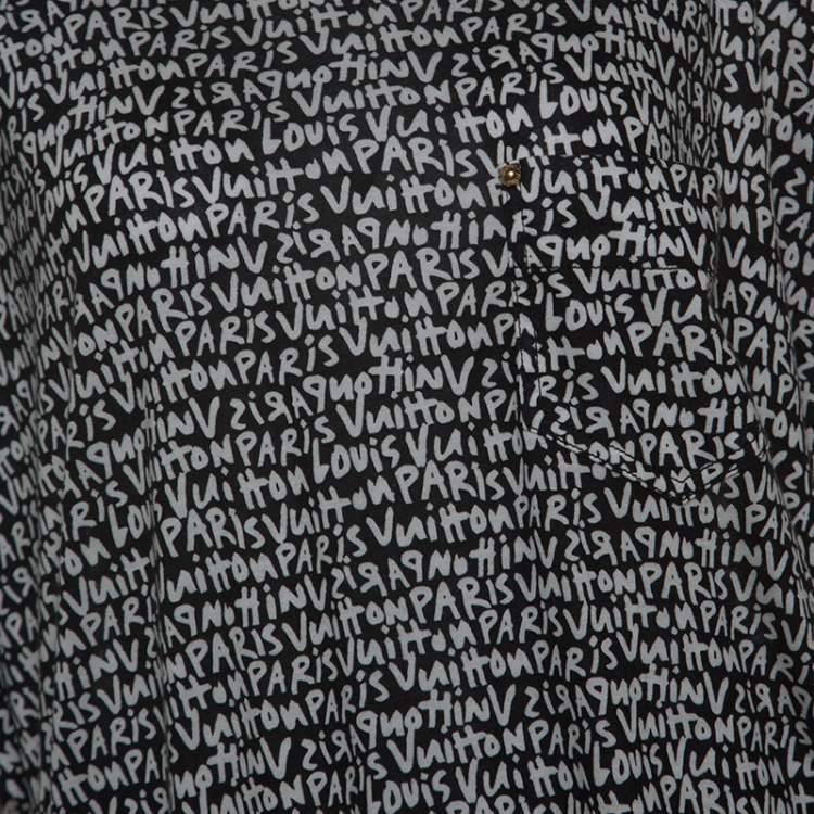 مملوكة مسبقًا Louis Vuitton Monochrome Jersey Monogram Graffiti Print Tunic L