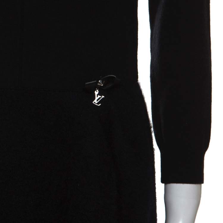 Pre Owned Louis Vuitton Black Wool and Mohair Blend Long Sleeve Dress M