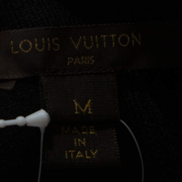 Pre Owned Louis Vuitton Black Wool and Mohair Blend Long Sleeve Dress M