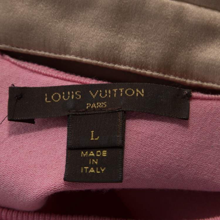 Pre Owned Louis Vuitton Pink Knit Sequin Embellished Detachable Collar Top L