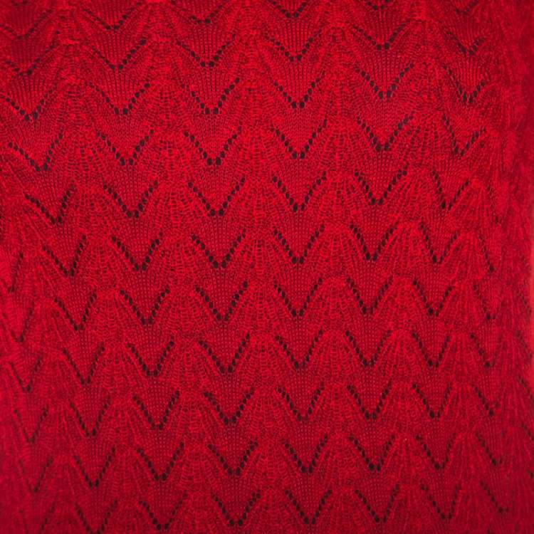 مملوكة مسبقًا Louis Vuitton Red Cashmere Knit Peplum Top XL
