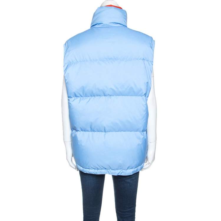 Pre Owned Louis Vuitton Blue Nylon Sleeveless Puffer Jacket XXL