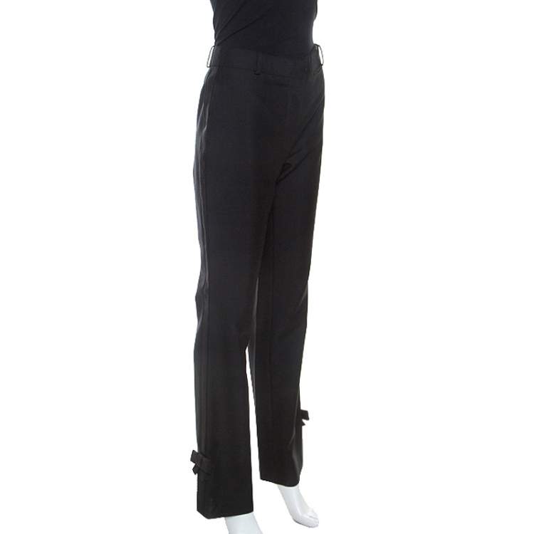 Pre Owned Louis Vuitton Black Mohair Bow Detail Flared Trousers M 