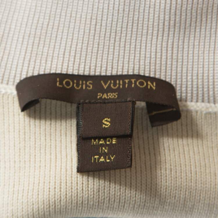 Pre Owned Louis Vuitton Midnight Cashmere Blue Contrast Collar Dress S