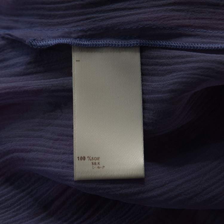 Pre Owned Louis Vuitton Purple Printed Polka Dot Silk Pleated Skirt M