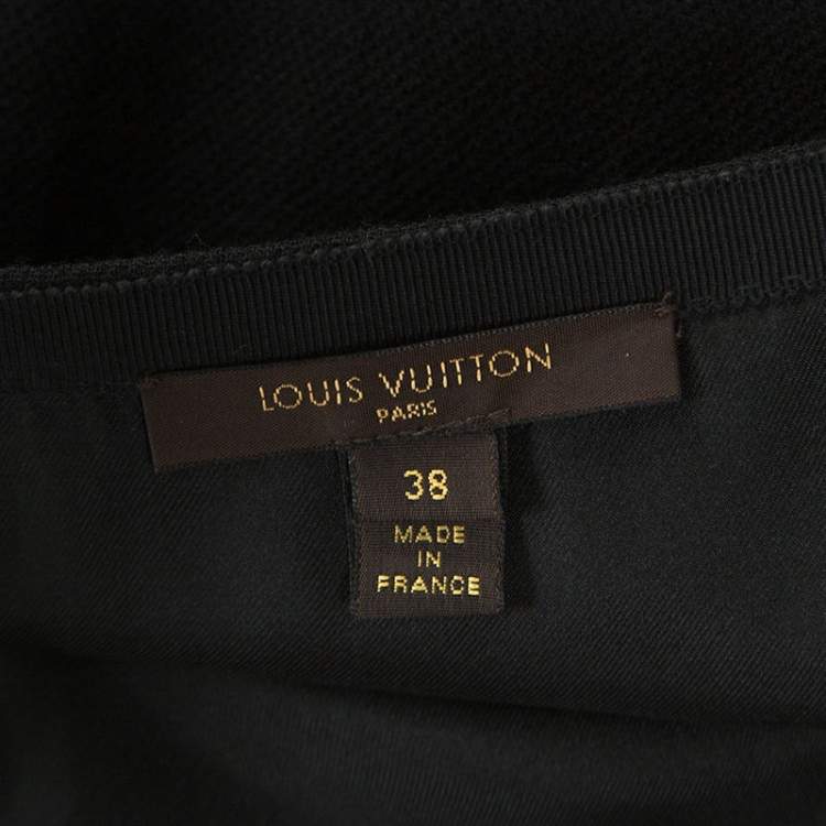 Pre Owned Louis Vuitton Black Wool Sheath Skirt M