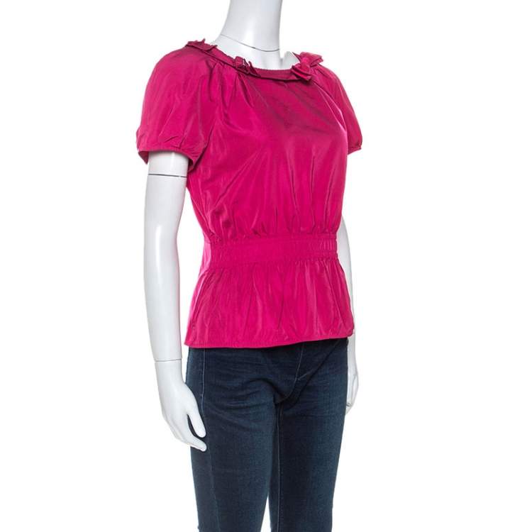 مملوكة مسبقًا Louis Vuitton Pink Coated Silk Elasticized Waist Top M