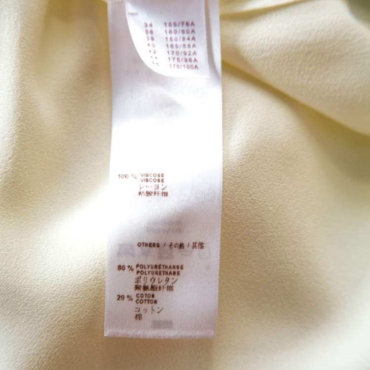 Pre Owned Louis Vuitton Off White Crepe Keyhole Neck Tie Detail Top M