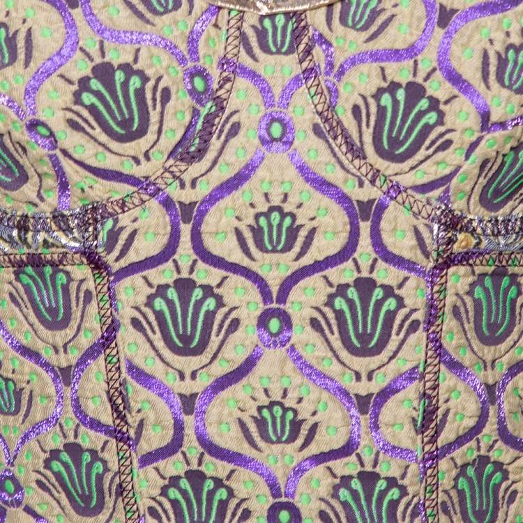 Pre Owned Louis Vuitton Multicolor Lurex Jacquard Strapless Crop Top M