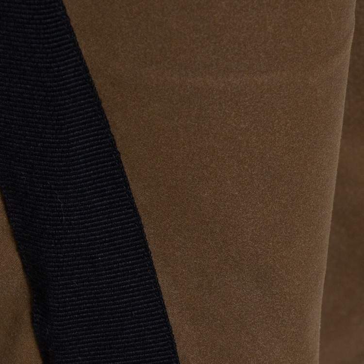 Pre Owned Louis Vuitton Brown Coated Cotton & Wool Trim Pants M