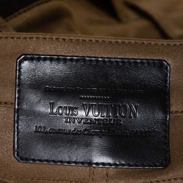 Pre Owned Louis Vuitton Brown Coated Cotton & Wool Trim Pants M