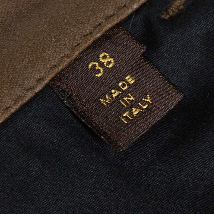 Pre Owned Louis Vuitton Brown Coated Cotton & Wool Trim Pants M