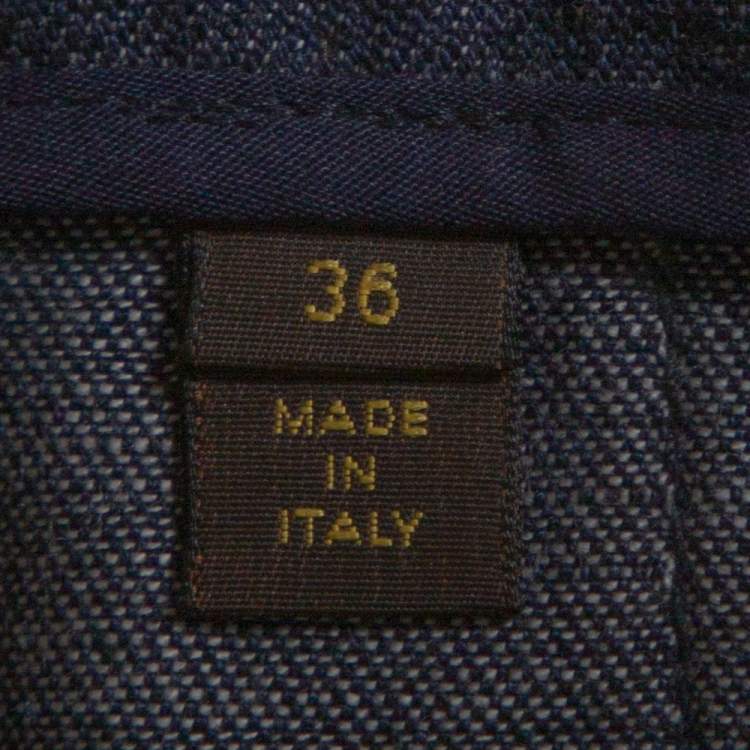 Pre Owned Louis Vuitton Dark Blue Denim Pleat Detail Skirt S