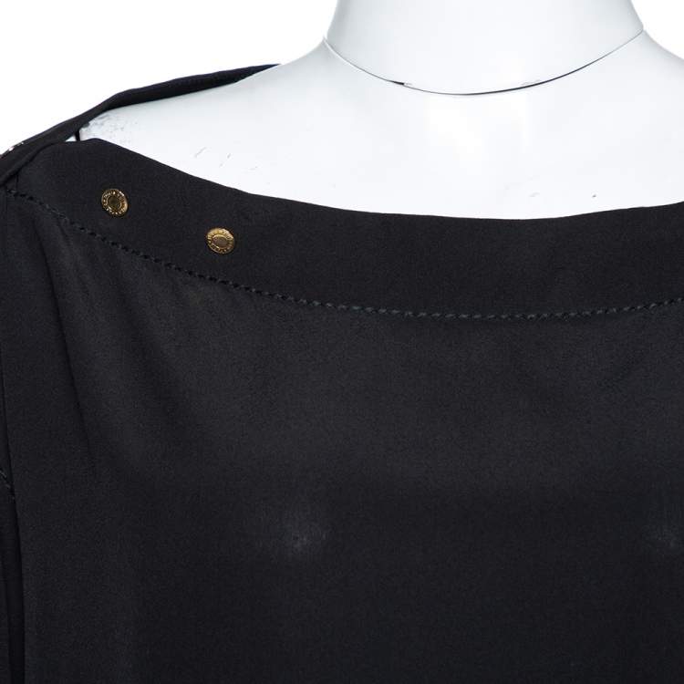 Pre Owned Louis Vuitton Black Silk Button Detail Tunic M