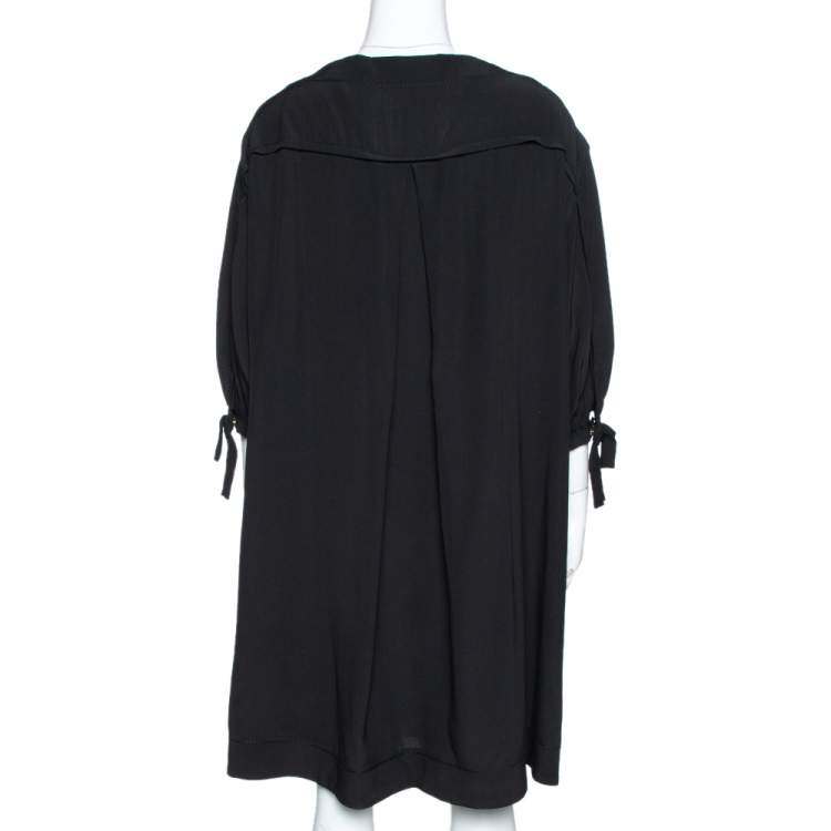 Pre Owned Louis Vuitton Black Silk Button Detail Tunic M