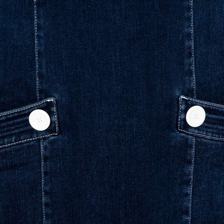 Pre Owned Louis Vuitton Blue Stretch Denim Mini Dress M