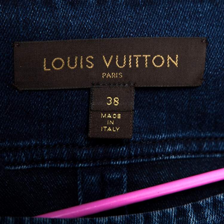 Pre Owned Louis Vuitton Blue Stretch Denim Mini Dress M