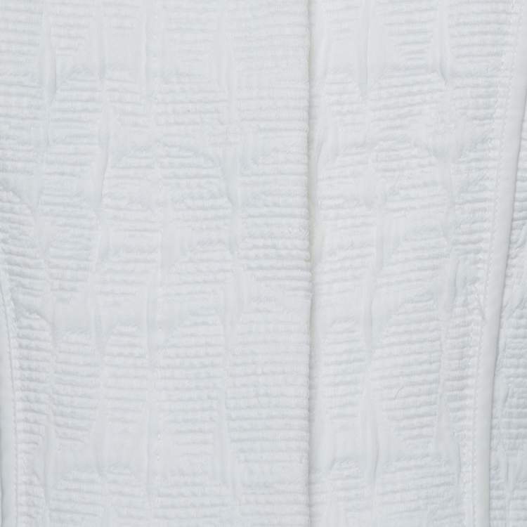 Pre Owned Louis Vuitton White Cotton Blend Jewel and Pearl Embellished Short Sleeve Jacket M