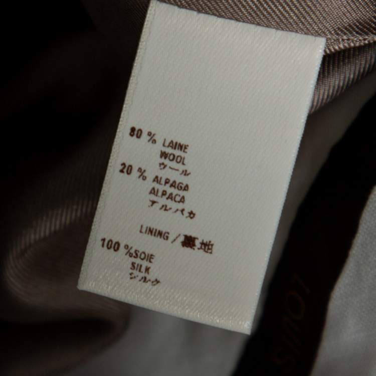 Pre Owned Louis Vuitton Beige Wool Herringbone Pencil Skirt M