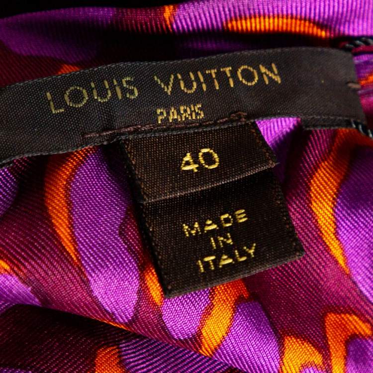 Pre Owned Louis Vuitton Bordeaux Leopard Print Silk Blouse M