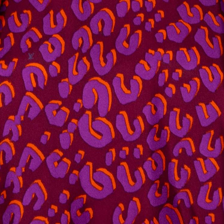 Pre Owned Louis Vuitton Bordeaux Leopard Print Silk Blouse M