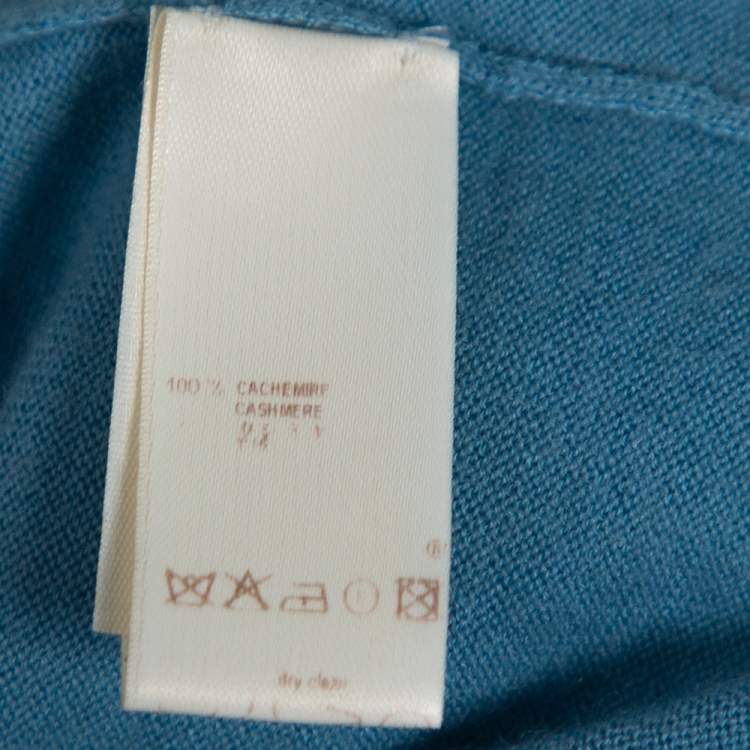 Pre Owned Louis Vuitton Powder Blue Cashmere Monogram Buttoned Top S