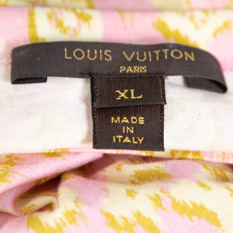 Pre Owned Louis Vuitton Pink Logo Monogram Cotton Ruched Tunic XL