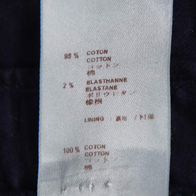 Pre Owned Louis Vuitton Indigo Monogram Eyelet Embroidered Denim Short Sleeve Shirt M