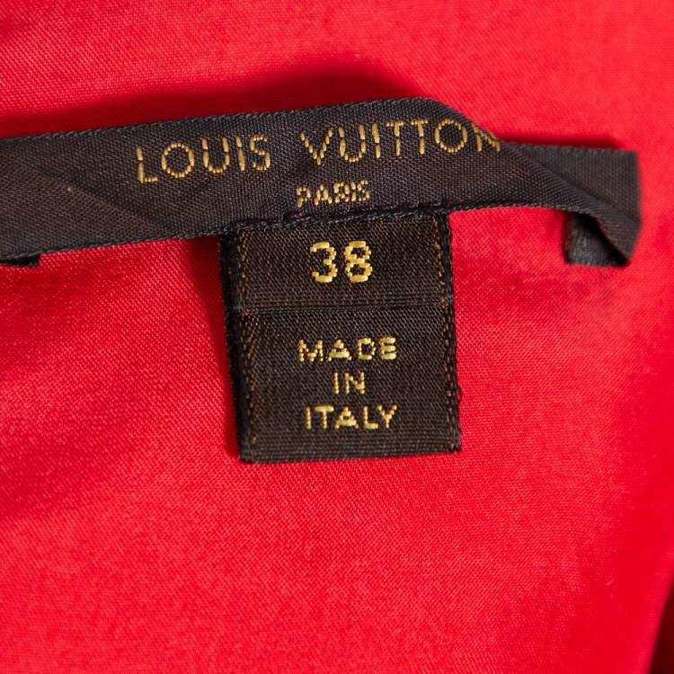 Pre Owned Louis Vuitton Cream Wool & Silk Logo Monogram Shift Dress M