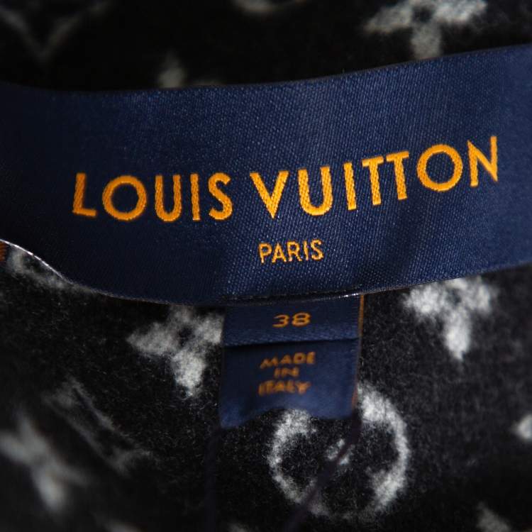Pre Owned Louis Vuitton Black Wool Contrast Sleeve Varsity Jacket M