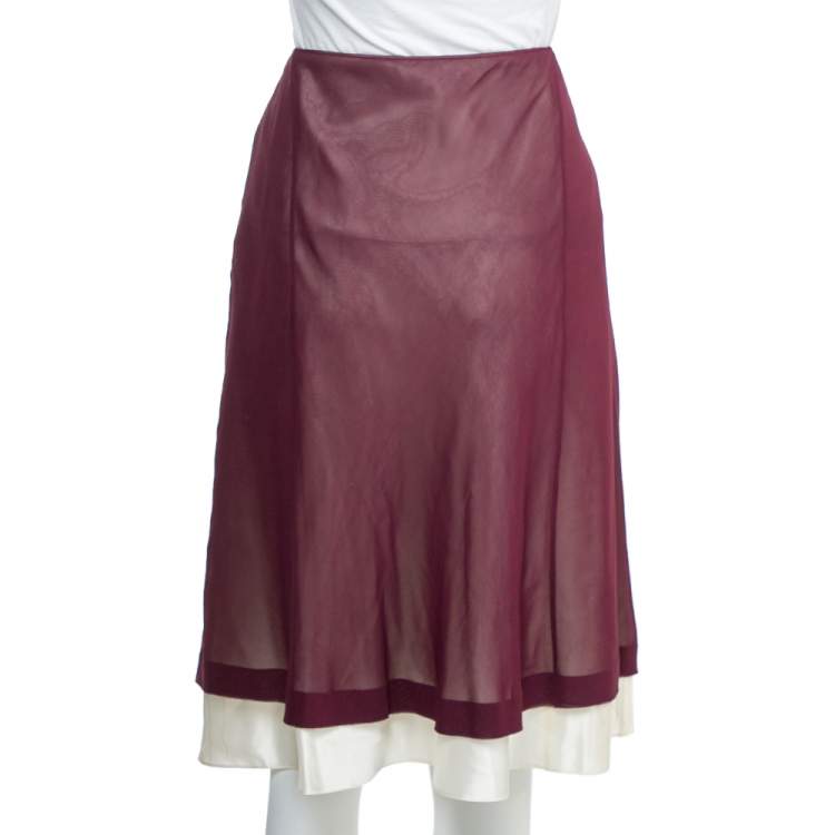 Pre Owned Louis Vuitton Purple Chiffon Flared Skirt M