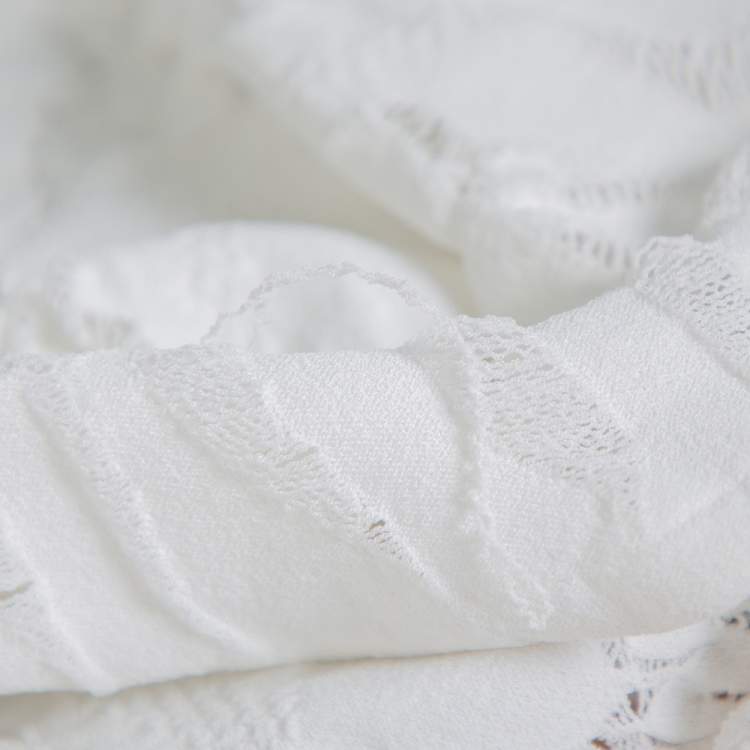 Pre Owned Louis Vuitton White Lace Knit Crewneck Top S