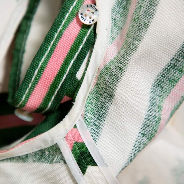 Pre Owned Louis Vuitton Beige Floral Painted Linen & Silk Belted Sleeveless Mini Dress S