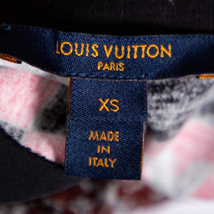 Pre Owned Louis Vuitton Black & Pink Logo Checkered Knit T-Shirt XS