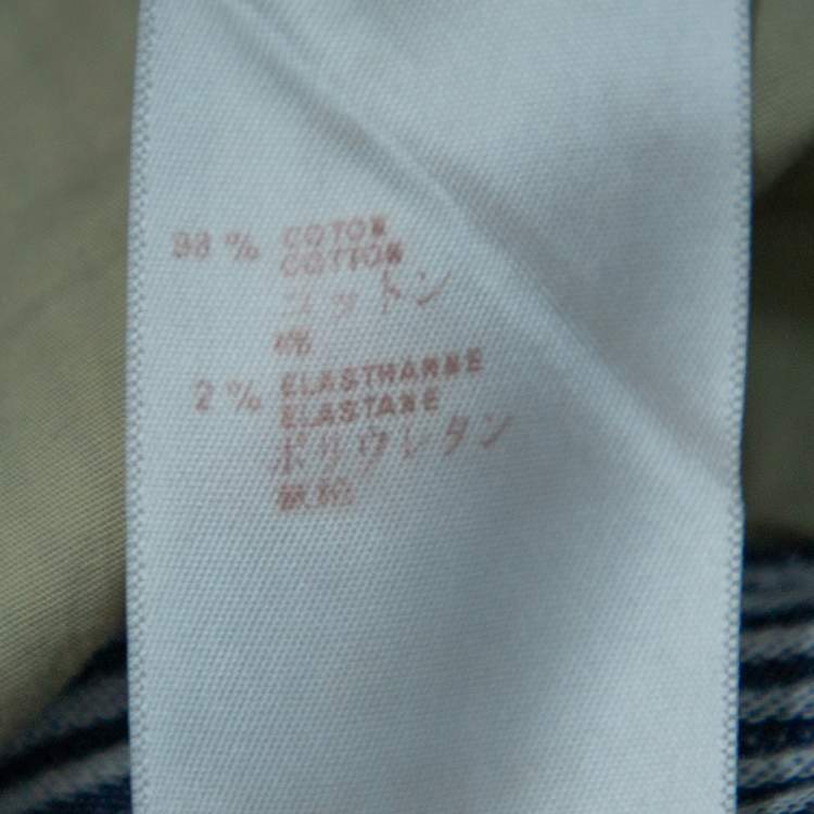 Pre Owned Louis Vuitton Navy Blue Striped Logo Jacquard Zipper Detail Skinny Trousers M