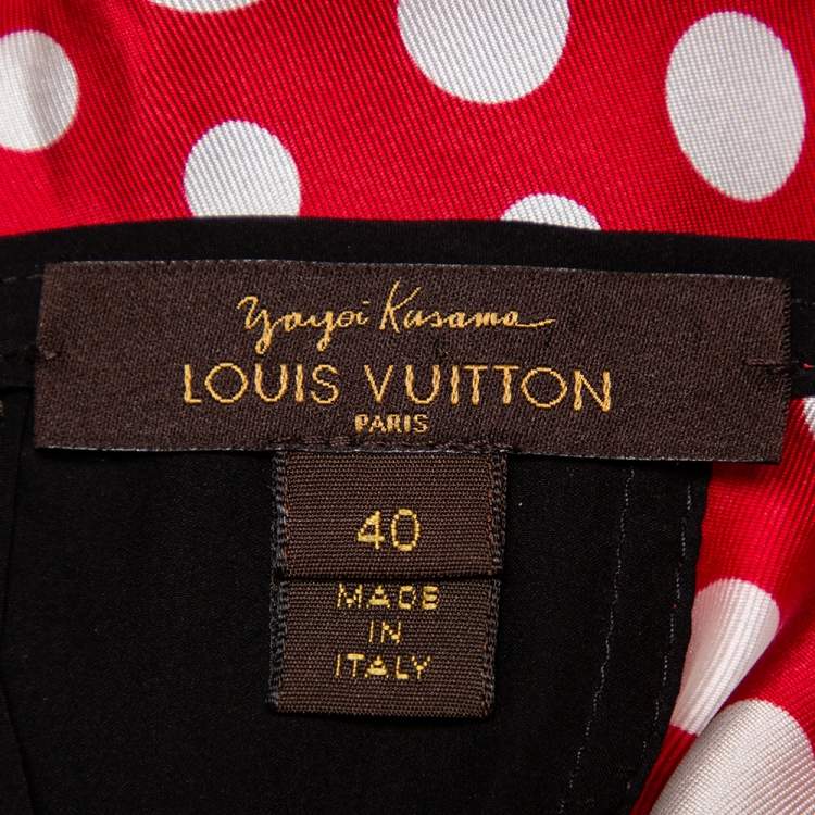 Pre Owned Louis Vuitton X Yayoi Kusama Red Polka Dot Contrast Trim Oversized Top M