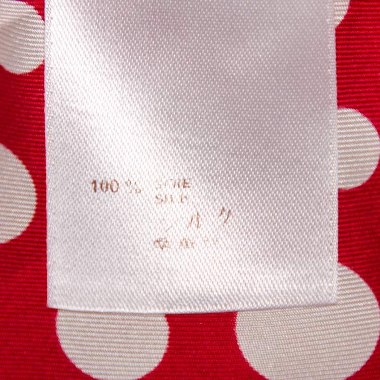 Pre Owned Louis Vuitton X Yayoi Kusama Red Polka Dot Contrast Trim Oversized Top M