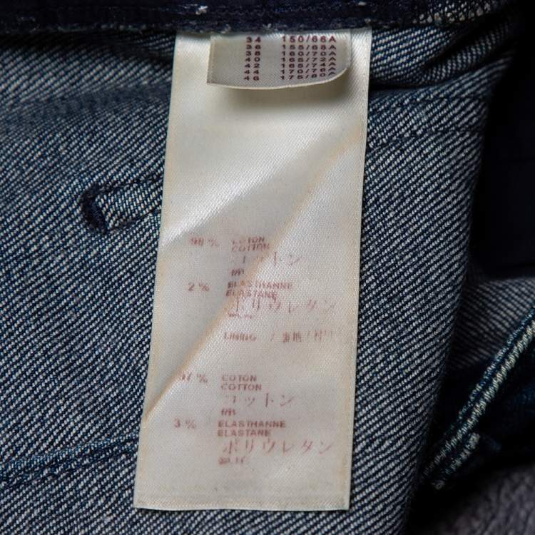 Pre Owned Louis Vuitton Indigo Colorblock Denim Monogrammed Patchwork Skirt M