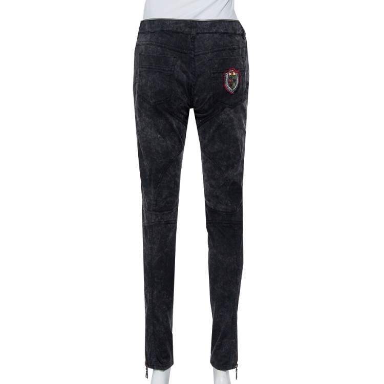 Pre Owned Louis Vuitton Charcoal Grey Denim Tapered Leg Jeans M