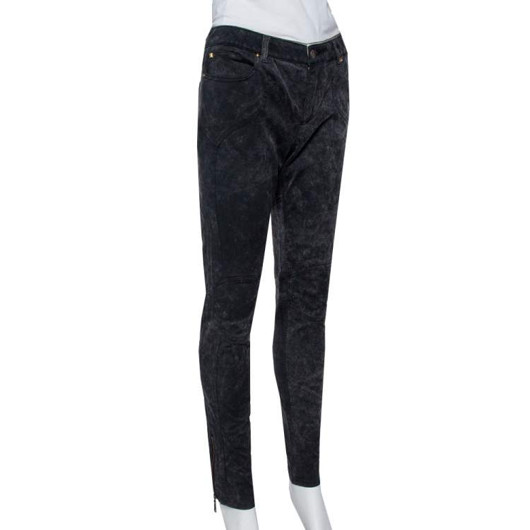 Pre Owned Louis Vuitton Charcoal Grey Denim Tapered Leg Jeans M